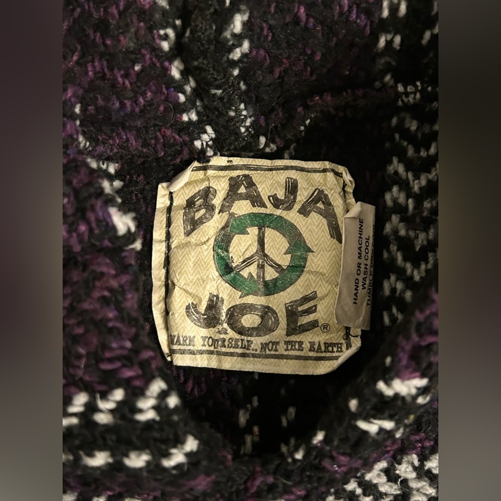 Baja Joe Mens M Purple White Gray Pullover Beach Hippie Hoodie Boho Well Loved - Picture 7 of 8
